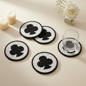 Round Eco-Friendly Fabric <b>Coasters</b> Handmade Modern Table Mats Teal Color with Gold Trim Diameter <300mm - Product Image 4