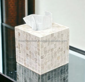 Boîte à mouchoirs élégante en forme carrée avec motif en mosaïque de nacre, artisanat artisanal, style américain, design personnalisé - Product Image 3