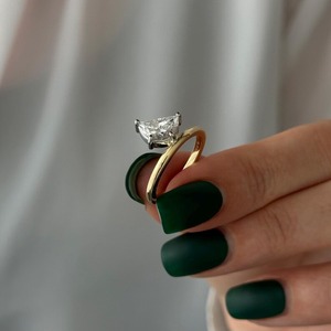 Anillo Solitario Único de Diamante Cultivado en Laboratorio de 1 Quilate en Forma de Media Luna, Oro Amarillo de 18K y 14K, Dos Tonos, Anillo de Compromiso y Boda Moderno, Certificado IGI - Product Image 3