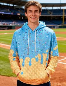 Sudadera con Capucha Ice para Hombre, Sudadera con Bolsillos Grandes Tipo Canguro, 100% Poliéster, Talla Grande - Product Image 6