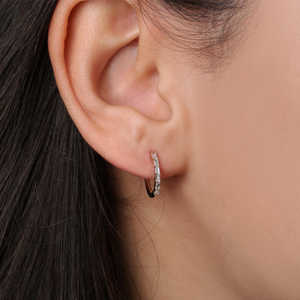 Joyería Personalizada, Pendientes de Aro Clásicos de Plata de Ley 925 con Incrustaciones de Moissanita Cúbica, Chapados en Oro de 14K, Joyería Fina para Mujer - Product Image 6