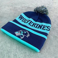 Gorro de Punto Personalizado con Bordado para Fanáticos del Fútbol Americano, Gorro con Pompón, Gorro de Invierno Cálido Unisex