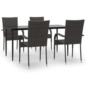 Set da Pranzo da Giardino in Rattan PE Marrone per 4 Persone, Struttura in Acciaio, Arredamento da Esterno Stile Contemporaneo Impilabile - Product Image 2