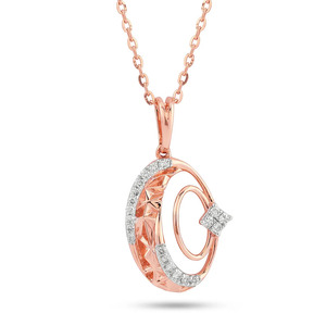 Bracelet asymétrique en forme de croissant de lune et de cercle avec chaîne en diamant - Product Image 2
