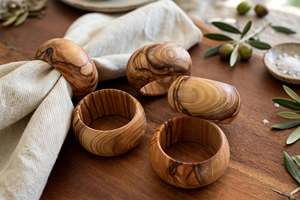 Anneaux de serviette ronds classiques en bois, écologiques, largeur personnalisable, décoration de table pour la maison, les dîners, les mariages et les fêtes - Product Image 2