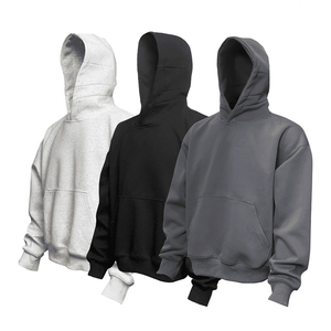 เสื้อฮู้ดดี้ผู้ชายทรงโอเวอร์ไซส์แบบครอป ปรับแต่งได้ น้ำหนัก 480 กรัม ทรงปกติ ไหล่ตก ใส่ได้ในฤดูหนาว สีพื้น ด้านหน้าเรียบง่าย ไม่มีเชือกผูก - Product Image 5