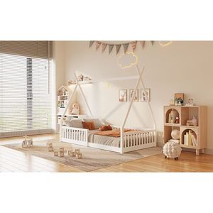 Letto a capanna in legno bianco per bambini, con recinzione, misura Twin Size. Arrivo previsto 27/2. - Product Image 6