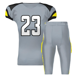 High-Quality <b>Grey</b> and Yellow Custom American Football Uniform Full Sublimation Teamwear Sports Jerseys - Product Image 2