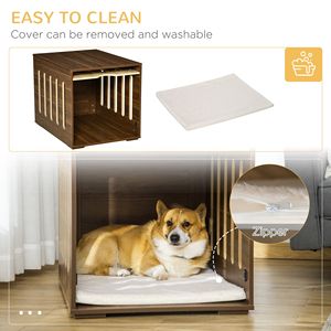 Table d'appoint de style meuble pour chien avec verrou de sécurité et panneau de porte amovible, pour usage intérieur, incluant un lit pour chien et un coussin en mousse - Product Image 5