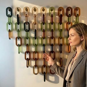 Escultura de Pared Artística Impermeable de Resina Moldeada a Mano con Forma de Cadena, Multicolor, de Forma Irregular, Decoración para el Hogar - Product Image 1