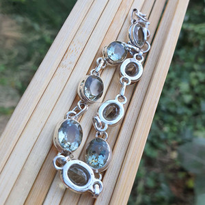 Bracelet pour homme en argent Sterling 925 vert améthyste ovale pierre précieuse fait à la main plaqué or réglable lien chaîne bijoux de haute qualité - Product Image 3