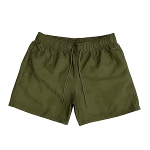 Pantalones Cortos de Verano para Hombre, Corte Regular, Color Verde Oliva Sólido, Ecológicos, 220 GSM, Cintura Media - Product Image 1