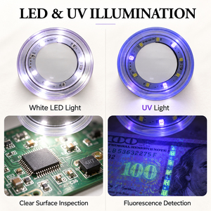 แว่นขยายแบบพกพา 30 เท่า พร้อมไฟ LED สีขาวและ UV แบบคู่ ชาร์จไฟได้ ใช้สำหรับตรวจสอบเครื่องประดับและของโบราณ - Product Image 5