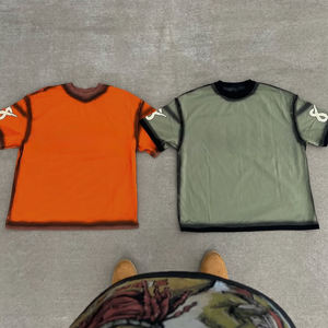 Camiseta Corta Vintage para Hombre, Lavado Ácido, 100% Algodón, Transpirable, Tallas Grandes, Logotipo Personalizado, Estilo Urbano, Hip Hop, Fabricante de Camisetas Lisas - Product Image 6