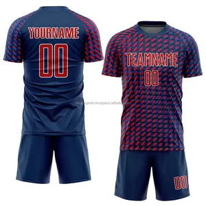 Adult navy blue and red soccer uniform sublimated newest best design custom soccer uniforms team women soccer uniform with logo