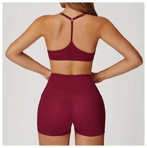 Conjunto de Top y Shorts de Verano para Mujer, al por Mayor, Personalizado, de Spandex y Poliéster, Color Sólido, Ajustado, de 2 Piezas, con Cintura Elástica y Logotipo Frontal - Product Image 5