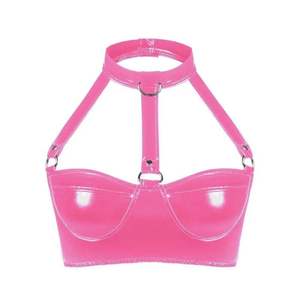 Débardeur en cuir rayé personnalisé pour femme, style corset sans bretelles, avec broderie, boutons et dentelle, pour adulte, décontracté, à porter devant - Product Image 1