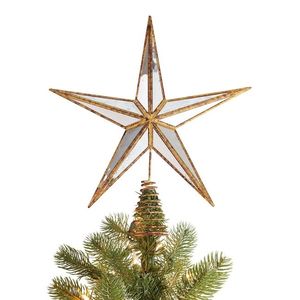 Décoration de Noël traditionnelle en métal pour le sommet du sapin, étoile dorée, 20 cm - Product Image 3