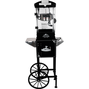 Machine à popcorn à chaudière de 10 oz sur chariot avec roues, noire, pour home cinéma, avec 3 cuillères en plastique - Product Image 6