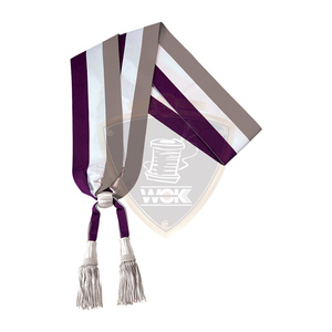 Classic Style Ceremonial Parade Sash Silk Tri-Color <b>Ribbon</b> Handmade Quality Two Silver Bullion <b>Wire</b> Tassels Customizable WOK - Product Image 1