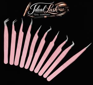 Pince à épiler pour cils en acier inoxydable de haute qualité, 90 degrés, pointue, avec embout en fibre, pour extensions de cils - Product Image 1