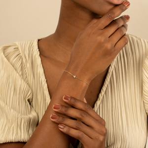 Pulsera Pequeña con Estrella de Diamantes, Oro Sólido de 14K, Blanco, Amarillo, Rosa, Joyería Celestial Minimalista y Delicada, Apilable, Regalo para Mujer - Product Image 4
