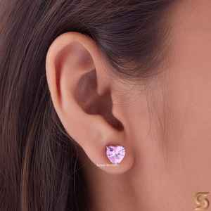 Pendientes de diamantes con forma de corazón rosa, diseño de joyería romántica y elegante para mujer, estilo de regalo de lujo para el día a día con brillo brillante - Product Image 2