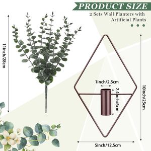 8 Pièces de Vases Suspendus en Métal Géométriques Modernes Style Bohème, Supports Intelligents pour Plantes d'Intérieur, Eucalyptus Artificiel pour Décoration Murale de Salle de Bain - Product Image 5