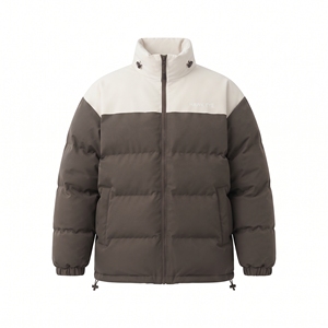 Men's Winter Color Block <b>Bubble</b> Jacket Custom Logo Stand Collar Full Zip Insulated Puffer <b>Coat</b> - Product Image 1