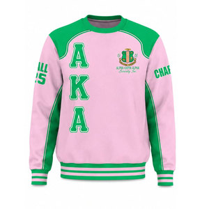 เสื้อสเวตเชิ้ตแขนยาวแบบแร็กแลนสีชมพูเขียว Alpha AKA Alpha ทรงปกติสำหรับทุกเพศ พิมพ์ลายลำลอง คอกลม - Product Image 2