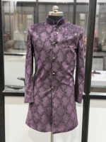 Traje Étnico Tradicional de Diseñador para Hombre al por Mayor, Chaqueta Sherwani Jodhpuri de Terciopelo Repujado, Secado Rápido y Absorción de Humedad, Estilo Indio