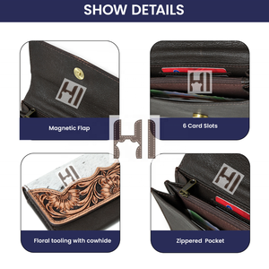 Cartera de cuero con pelo de vaca para mujer, estilo occidental, con protección RFID. - Product Image 6