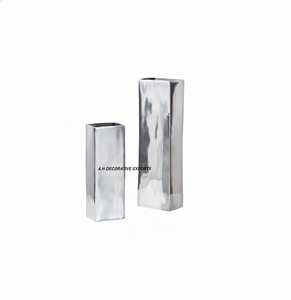 Jarrón de Aluminio Ecológico para Bodas, Acabado Plateado, Moderno, Minimalista, Alto, de Metal, para Flores, de Lujo, para Hogar, Hotel, Oficina, Interior - Product Image 1