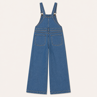 Combinaison Salopette en Jean Taille Haute à Jambes Larges pour Femme, Unie, Délavée, Décontractée, à Bretelles, Style Streetwear d'Été, Coupe Droite, Confortable et Ample
