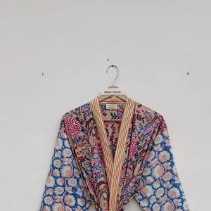 Wholesale Indian Cotton Print Kantha Quilted Kimono Style Sleepwear Handmade Maxi Gown Dress Women Bathrobe Indian Cotton Kimono - Product Image 1