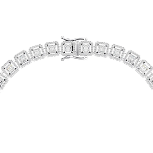 Square Halo Diamond Tennis <b>Necklace</b> 15.80CT Lab Grown 14K Gold IGI Certified Luxury Link <b>Necklace</b> Rhodium Plated <b>Statement</b> - Product Image 1