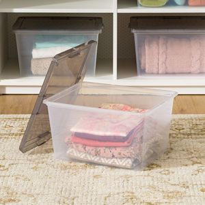 Bacs de rangement en plastique de 24,5 Qt avec couvercles, empilables, lot de 6 - Product Image 2