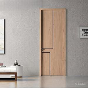 Puertas Modernas de Madera Sólida Ecológica Compuesta WPC, Resistentes al Agua, con Línea Decorativa Interior, para Dormitorio, Cocina, Entrada, Nuevas - Product Image 6