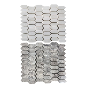 Carreaux de mosaïque hexagonaux longs en marbre mélangé, style moderne, pour murs de salle de bain, résistants à l'eau, pierre polie, style contemporain - Product Image 1