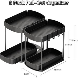 <b>Cabinet</b> Organizer Multi-Purpose Pull Out Storage <b>Under</b> <b>Sink</b> Bathroom Kitchen <b>Black</b> 12.8 Inches - Product Image 2
