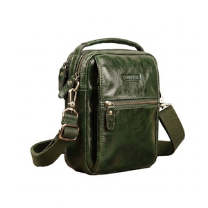 <b>Men's</b> Winter Luxury High Quality Vintage Green Genuine Leather Small <b>Messenger</b> <b>Bag</b> Crossbody Shoulder Outdoor <b>Bags</b> - Product Image 1
