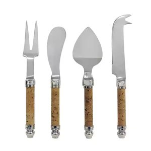 American Style Metal Gold Cheese Set With Round Design Wooden Handle Cutlery Cheese Butter Spreader for <b>Tabletop</b> Use - Product Image 4
