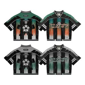 Maillot de football américain personnalisé en usine, haute qualité, avec graphique par sublimation, coupe ample et courte en maille, pour supporter - Product Image 2