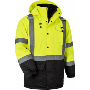 High Visibility Safety Jacket Class 2 <b>Yellow</b> with Reflective Stripes and Pockets Waterproof Workwear - Product Image 4