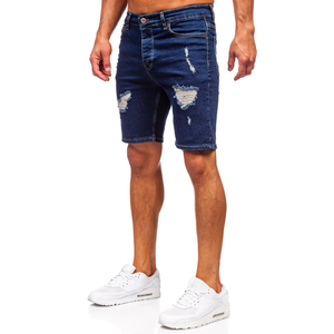 Pantalones Cortos de Mezclilla Azules para Hombre, Transpirables, Ligeros, Desgastados, de Cintura Media, Estilo Casual de Verano, Corte Recto - Product Image 3