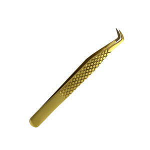 Juego de Pinzas para Extensión de Pestañas, Acero Inoxidable Antiestático, Punta de 90 Grados, Textura Suave, Profesional, Longitud de 10 mm - Product Image 1