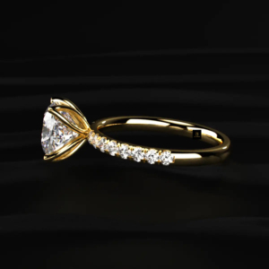 Lab grown diamond <b>ring</b> <b>cushion</b> solitaire pave floral prong gold silver yellow white rose dazzling brilliance sustainable sparkle - Product Image 3