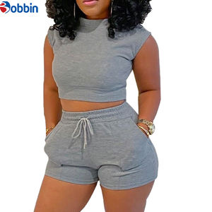 Ensembles de shorts pour femmes, tenues d'été, ensemble de shorts avec logo personnalisé, vêtements d'été pour femmes, haut court à manches courtes + ensemble de shorts taille haute - Product Image 5