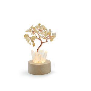 Arbre en cristal d'améthyste lumineux avec base en bois, décoration Diwali pour la maison, soulagement du stress, équilibre émotionnel et méditation - Product Image 2