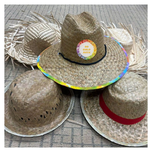 Manufacture Price Multicolor Seagrass Cowboy <b>Hat</b> /Custom Logo Brand Handicraft Unisex Fishing Casual <b>Wedding</b> Party - Product Image 6